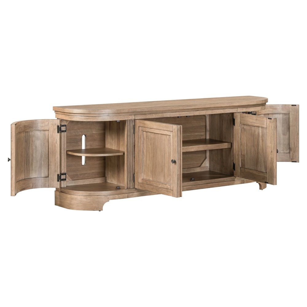 82 Inch Entertainment TV Console Adjustable Shelves - Camel Beige Birch Wood
