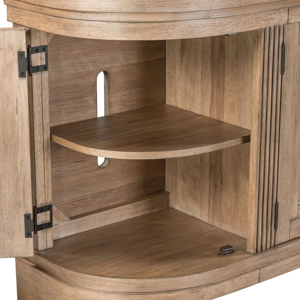 82 Inch Entertainment TV Console Adjustable Shelves - Camel Beige Birch Wood