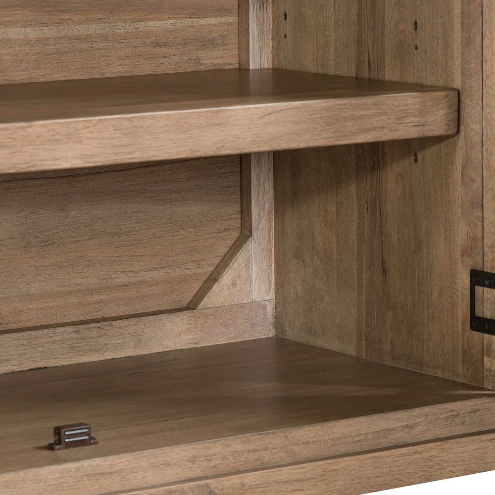 82 Inch Entertainment TV Console Adjustable Shelves - Camel Beige Birch Wood