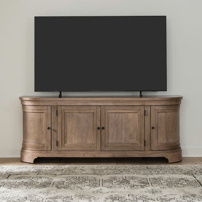 82 Inch Entertainment TV Console Adjustable Shelves - Camel Beige Birch Wood