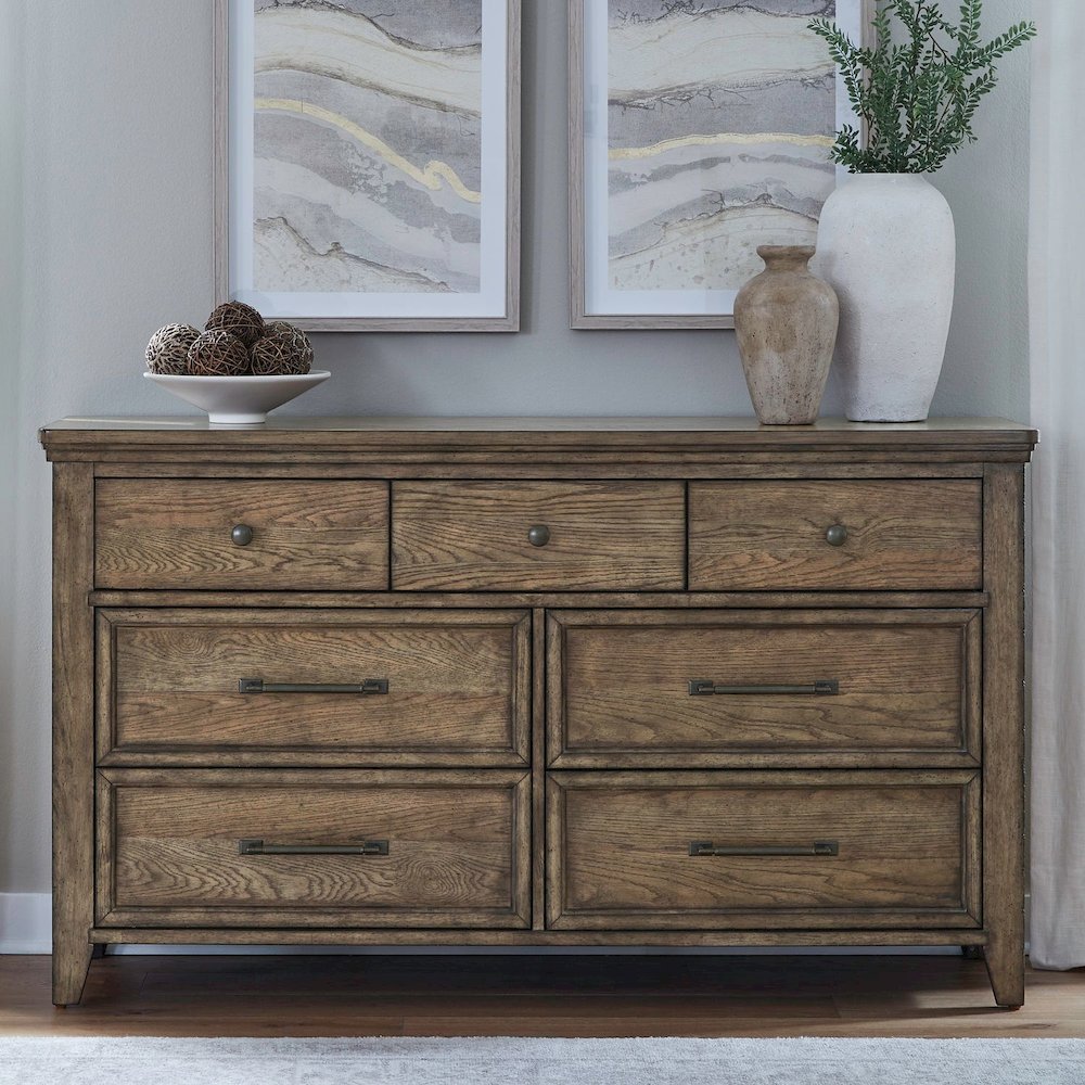 Carolina Park 7 Drawer Bedroom Dresser Transitional - Amber Brown