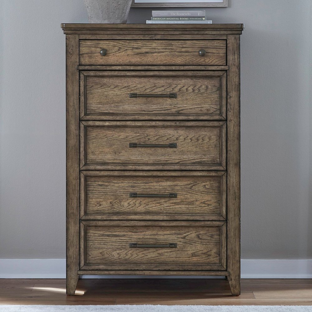 Carolina Park 5 Drawer Bedroom Chest Transitional - Amber Brown