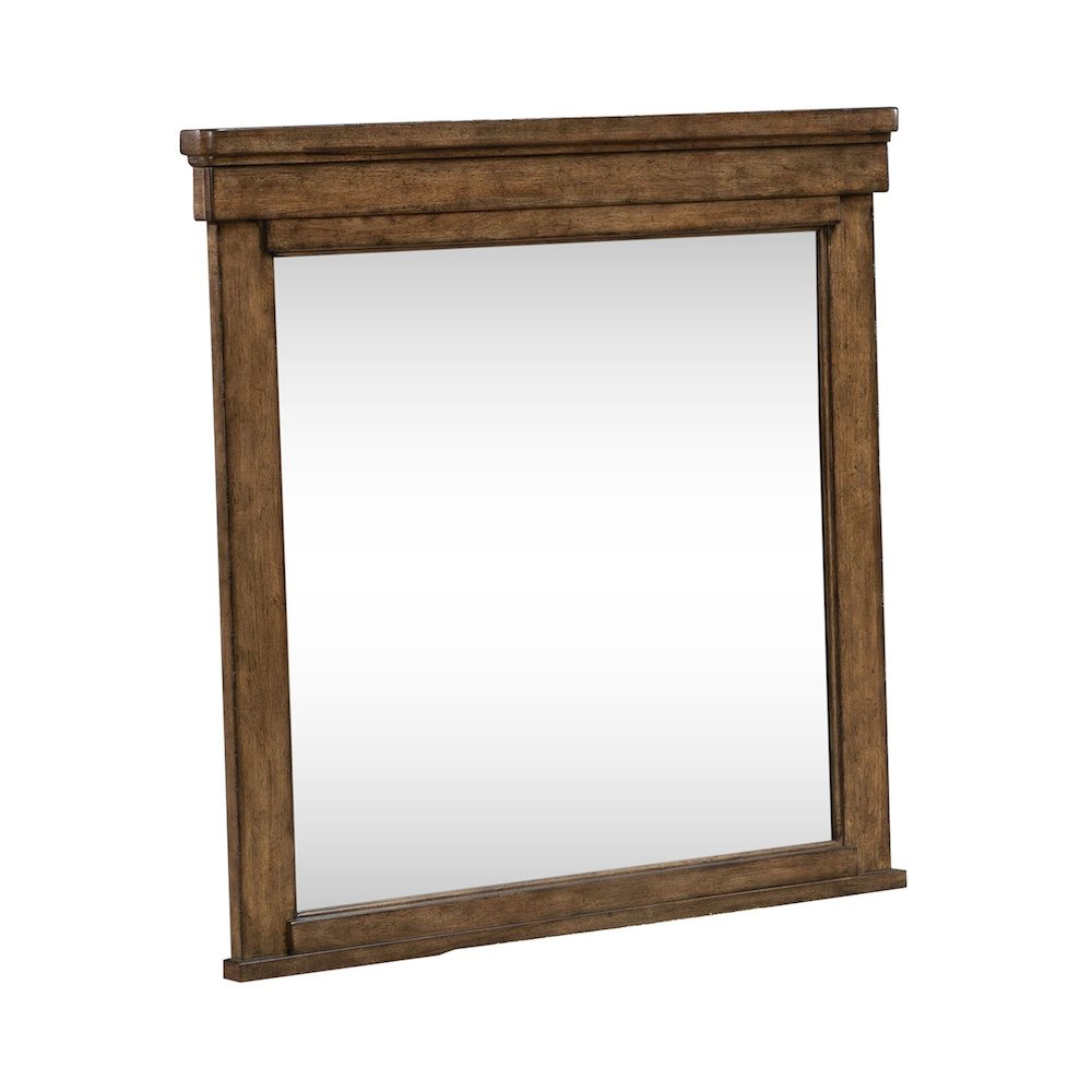 Carolina Park Mirror Transitional Wood Framed 42" x 40" - Amber Brown