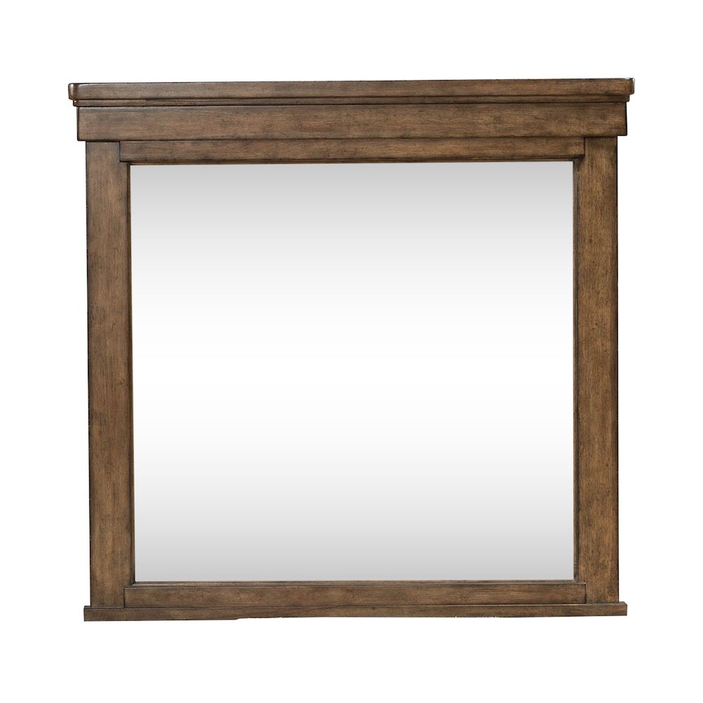 Carolina Park Mirror Transitional Wood Framed 42" x 40" - Amber Brown