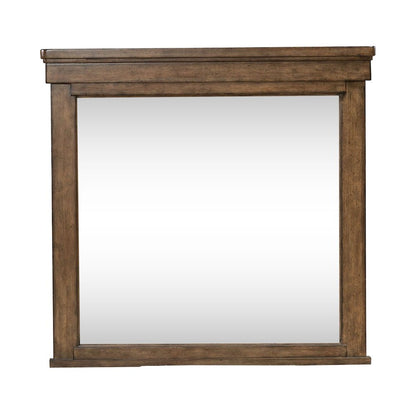 Carolina Park Mirror Transitional Wood Framed 42" x 40" - Amber Brown