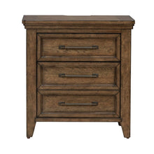 Bedroom Nightstand with AC USB Charging Station Station  - Amber Brown Wood