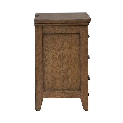 King Panel Bed, Dresser & Mirror, Night Stand Bedroom Set - Amber Brown