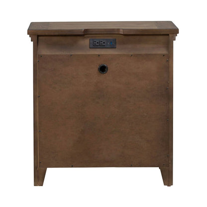 King Panel Bed, Dresser & Mirror, Night Stand Bedroom Set - Amber Brown