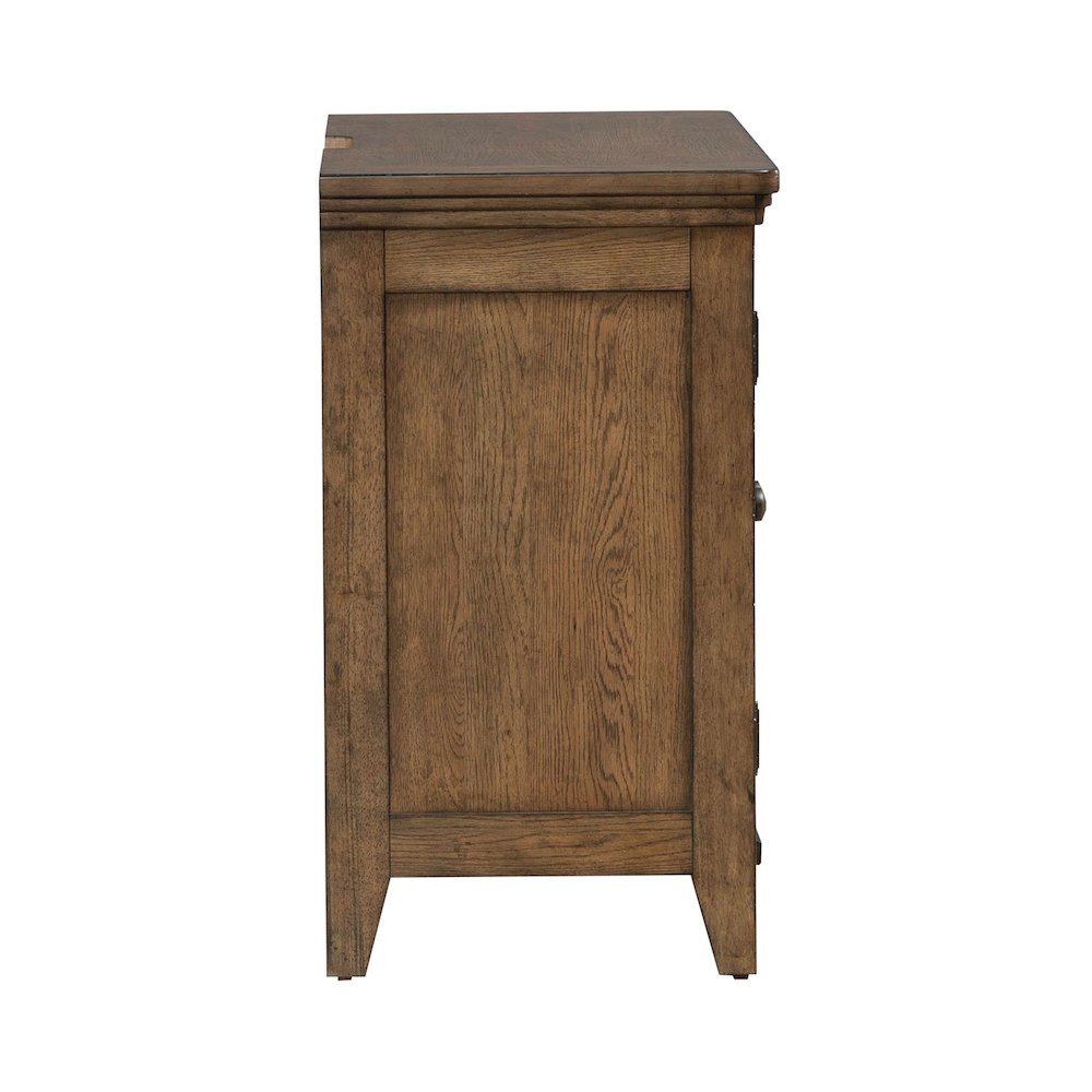 Carolina Park 2 Door Bedside Chest with AC USB Charging Station  - Amber Brown