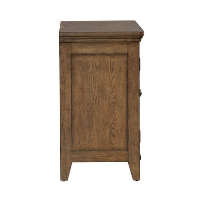 Carolina Park 2 Door Bedside Chest with AC USB Charging Station  - Amber Brown