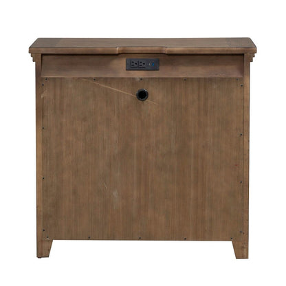 Carolina Park 2 Door Bedside Chest with AC USB Charging Station  - Amber Brown