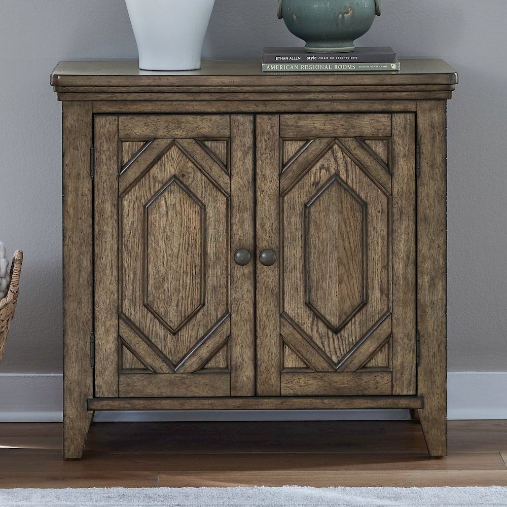 Carolina Park 2 Door Bedside Chest with AC USB Charging Station  - Amber Brown