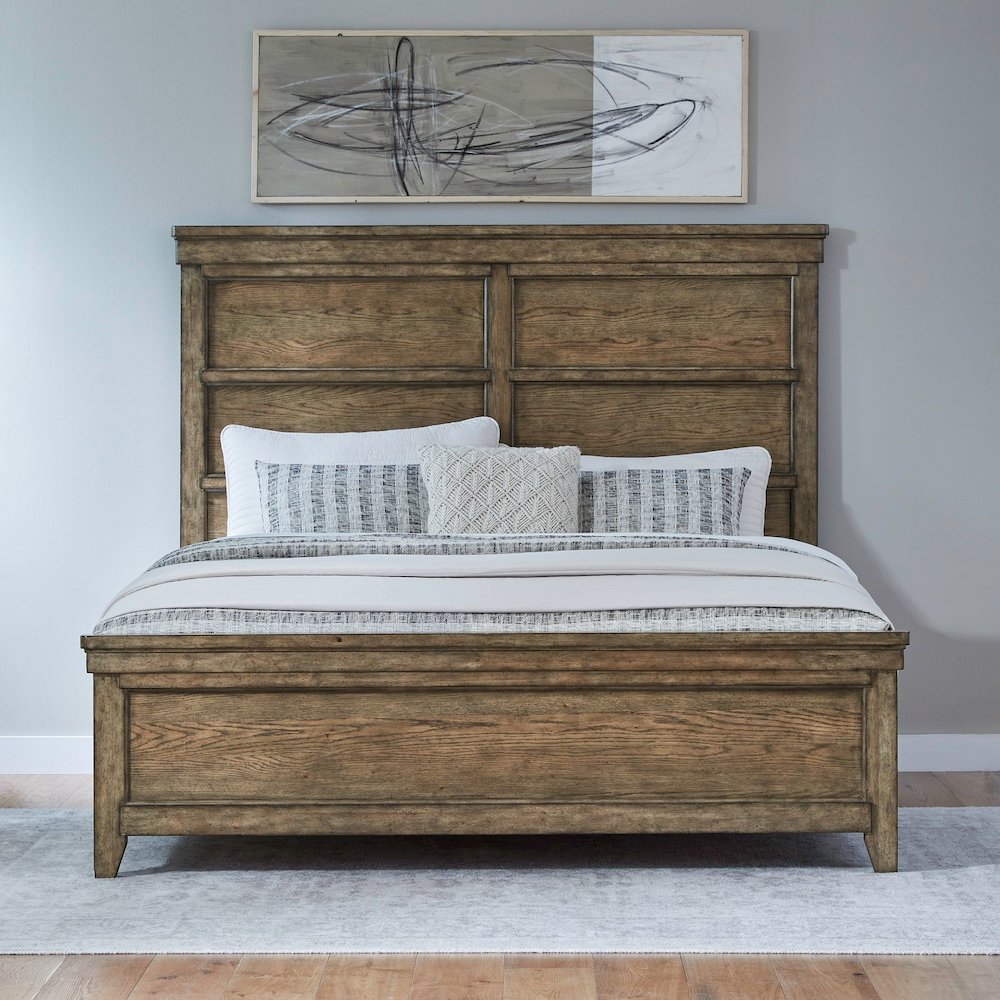 Carolina Park King Panel Bed Transitional  - Amber Brown