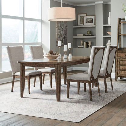 5 Piece Rectangular Dining Room Table with 4 Chairs Set  - Amber Brown
