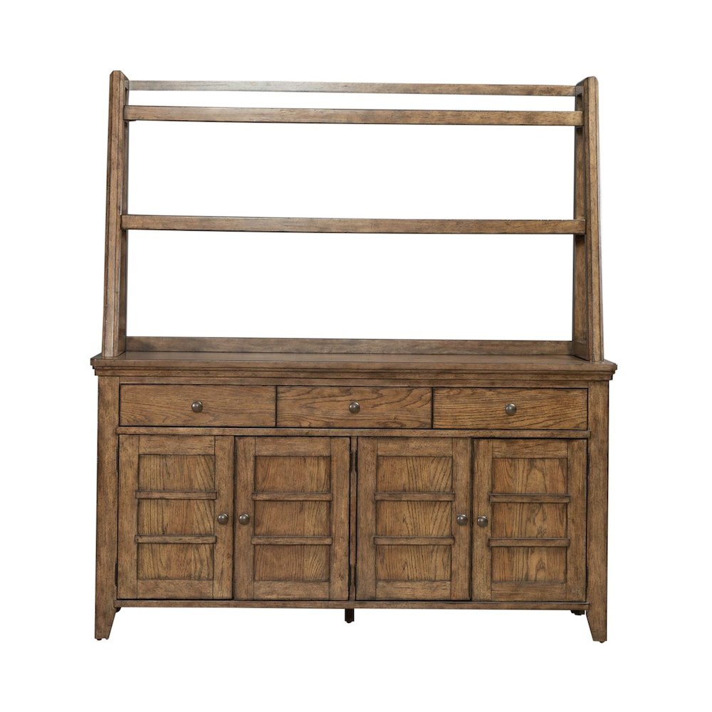 Carolina Park Server Cabinet & Hutch for Dining Room Storage - Amber Brown