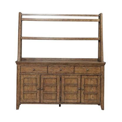 Carolina Park Server Cabinet & Hutch for Dining Room Storage - Amber Brown