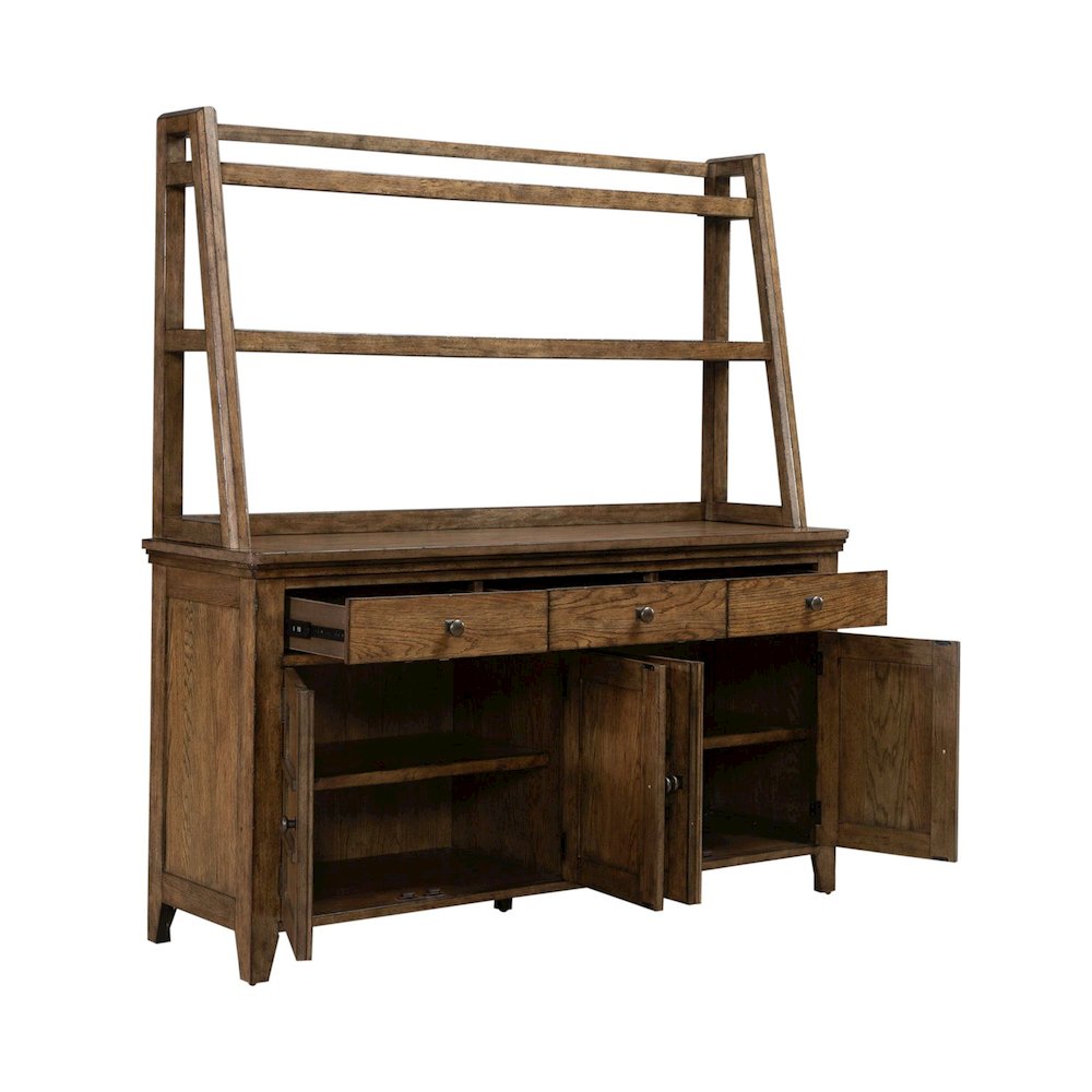 Carolina Park Server Cabinet & Hutch for Dining Room Storage - Amber Brown