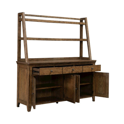 Carolina Park Server Cabinet & Hutch for Dining Room Storage - Amber Brown