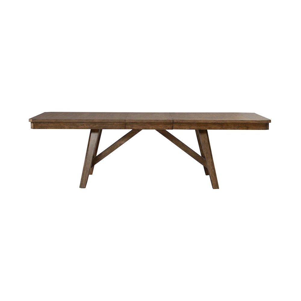 Carolina Park Trestle Table for Dining Room - Self Storing Leaf - Amber Brown