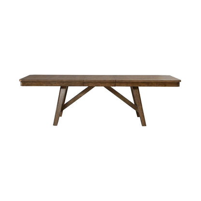 Carolina Park Trestle Table for Dining Room - Self Storing Leaf - Amber Brown