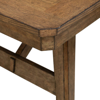 Carolina Park Trestle Table for Dining Room - Self Storing Leaf - Amber Brown