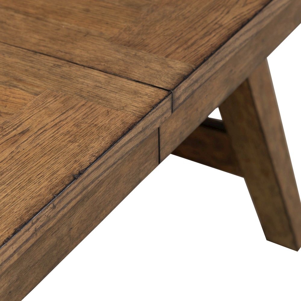 Carolina Park Trestle Table for Dining Room - Self Storing Leaf - Amber Brown