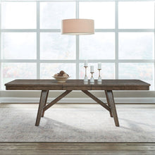 Carolina Park Trestle Table for Dining Room - Self Storing Leaf - Amber Brown