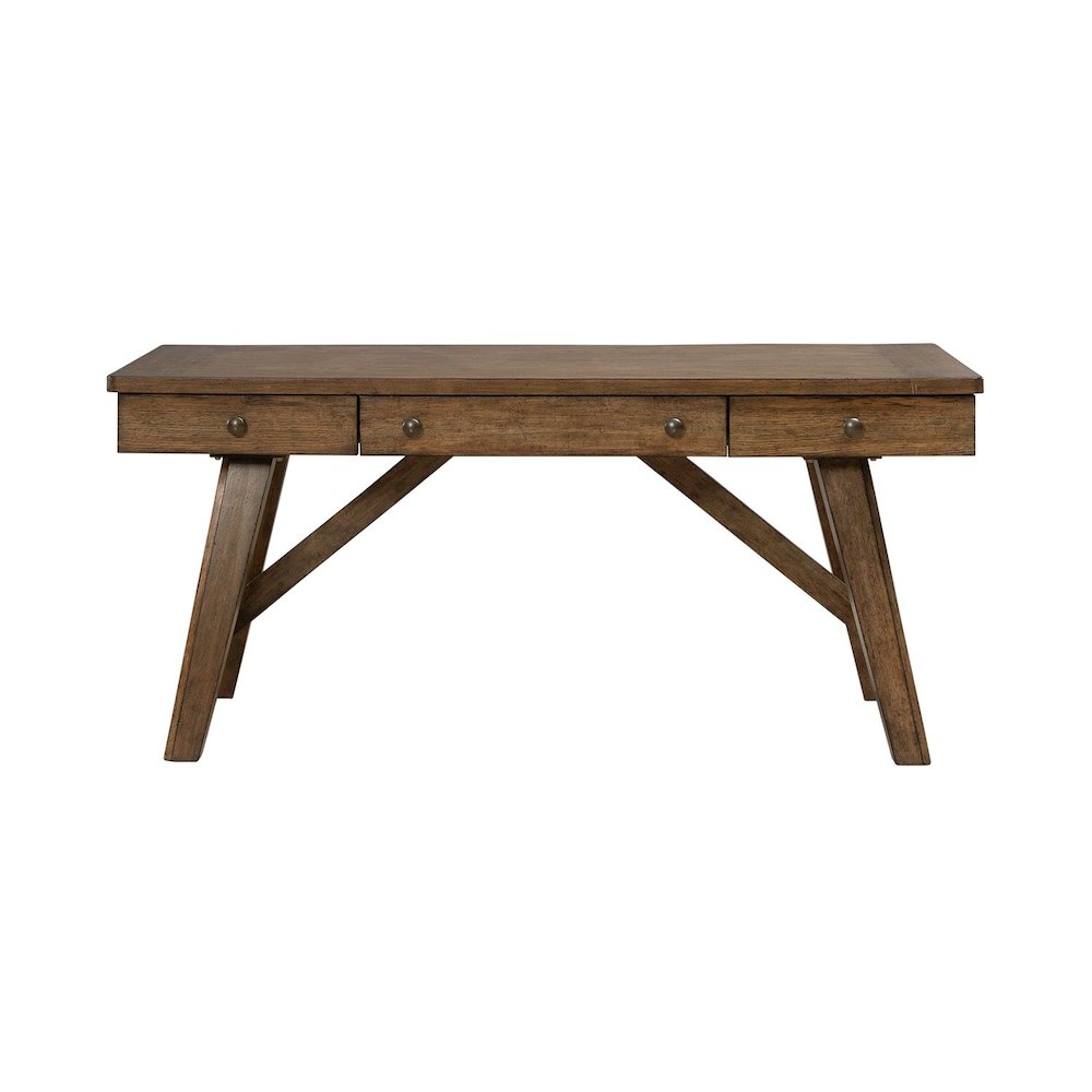 Carolina Park Writing Desk with Keyboard Tray - Amber Brown Oak Wood