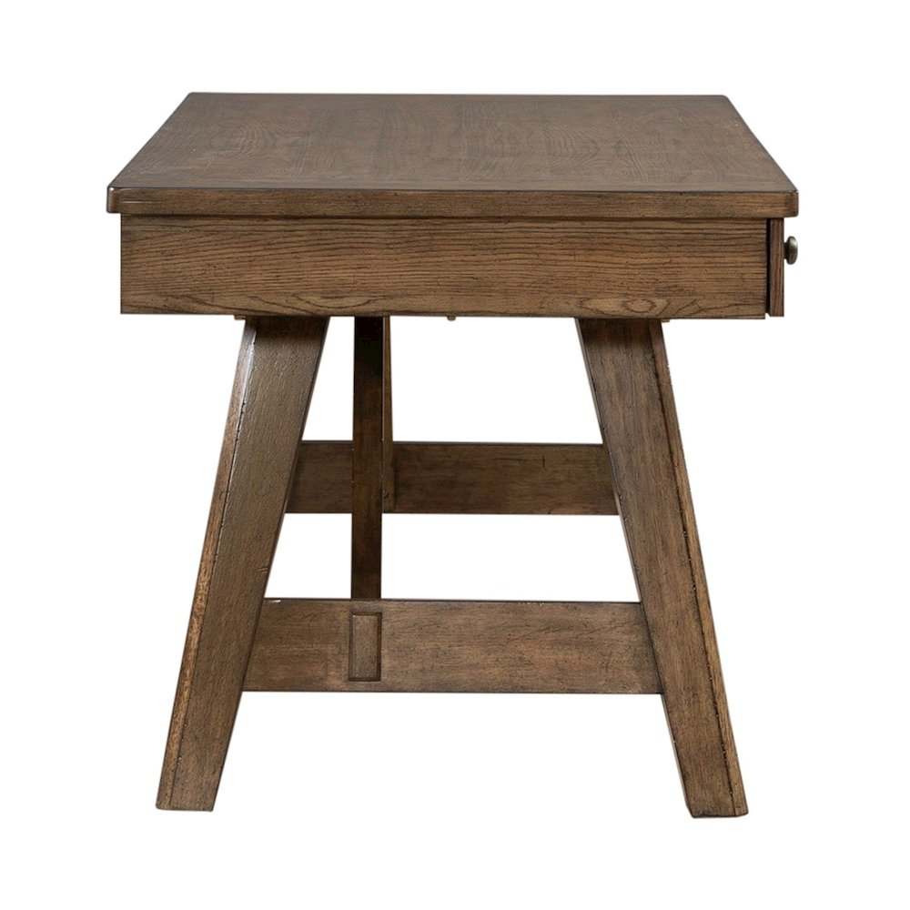 Carolina Park Writing Desk with Keyboard Tray - Amber Brown Oak Wood