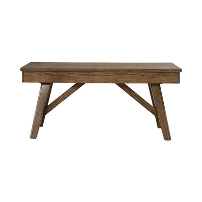 Carolina Park Writing Desk with Keyboard Tray - Amber Brown Oak Wood