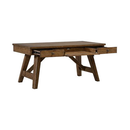 Carolina Park Writing Desk with Keyboard Tray - Amber Brown Oak Wood