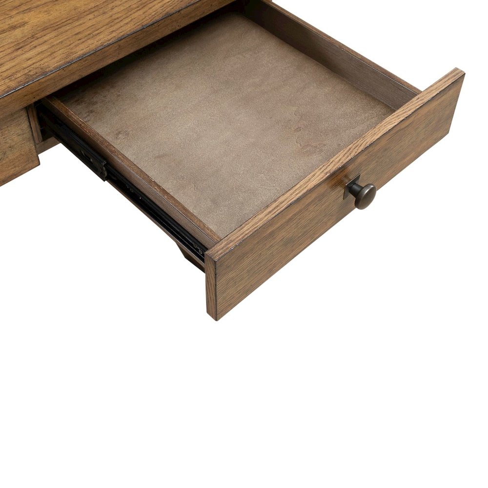 Carolina Park Writing Desk with Keyboard Tray - Amber Brown Oak Wood