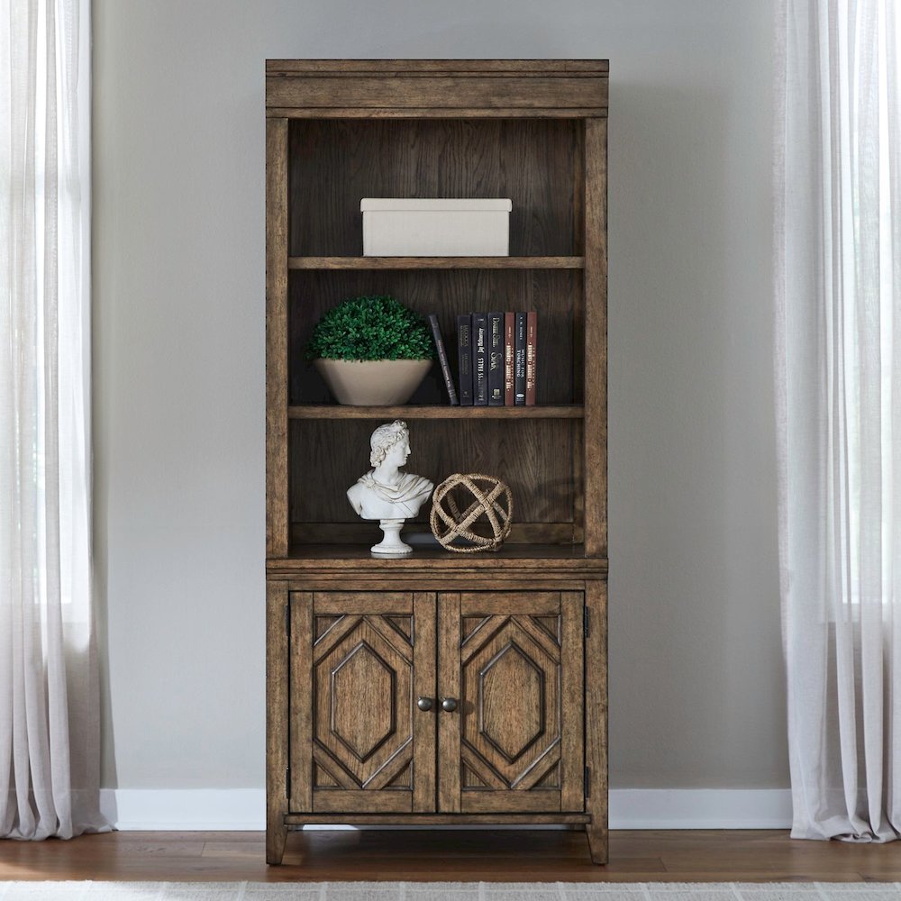 Carolina Park Bunching Bookcase for Living Room Office Storage  - Amber Brown