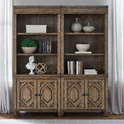 Carolina Park 2 Piece Bunching Bookcase Office Storage  - Amber Brown
