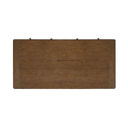 Jr Executive Desk with Keyboard Tray, Locking File Storage- Amber Brown Oak Wood