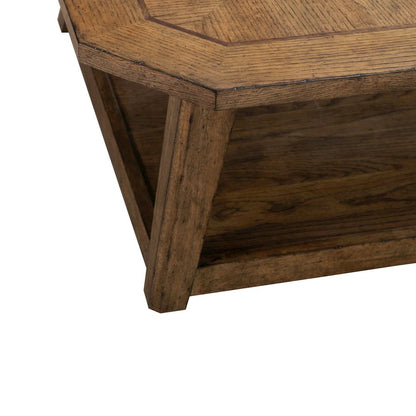 Carolina Park Octagonal Cocktail Table for Living Room - Amber Brown Oak