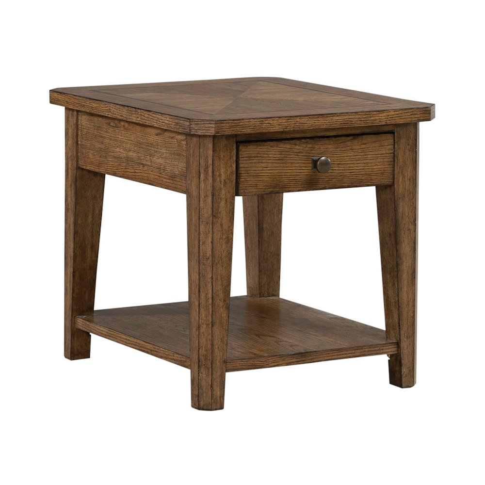 Carolina Park End Table for Living Room - Amber Brown Oak