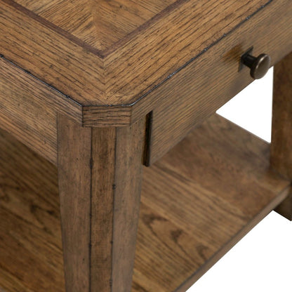 Carolina Park End Table for Living Room - Amber Brown Oak