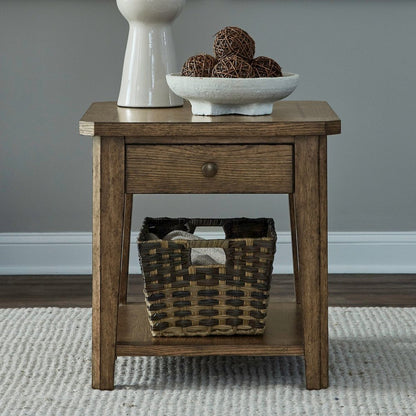 Carolina Park End Table for Living Room - Amber Brown Oak
