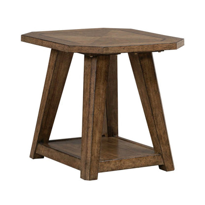 Carolina Park Octagonal End Table for Living Room - Amber Brown Oak