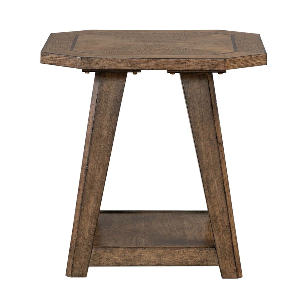 Carolina Park Octagonal End Table for Living Room - Amber Brown Oak