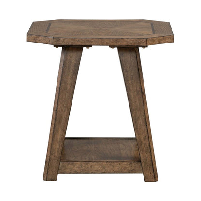 Carolina Park Octagonal End Table for Living Room - Amber Brown Oak