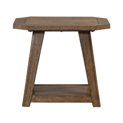 Carolina Park Octagonal End Table for Living Room - Amber Brown Oak