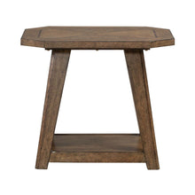 Carolina Park Octagonal End Table for Living Room - Amber Brown Oak