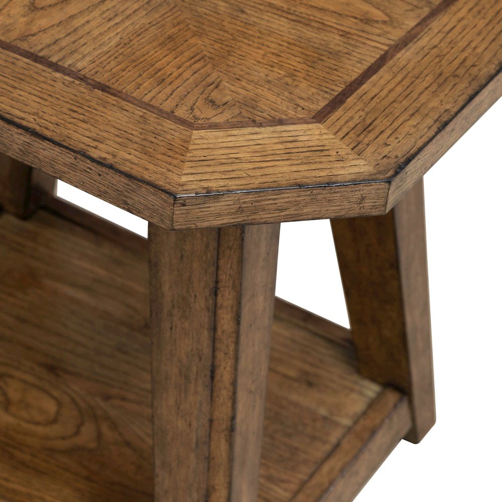 Carolina Park Octagonal End Table for Living Room - Amber Brown Oak
