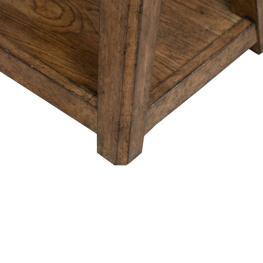 Carolina Park Octagonal End Table for Living Room - Amber Brown Oak