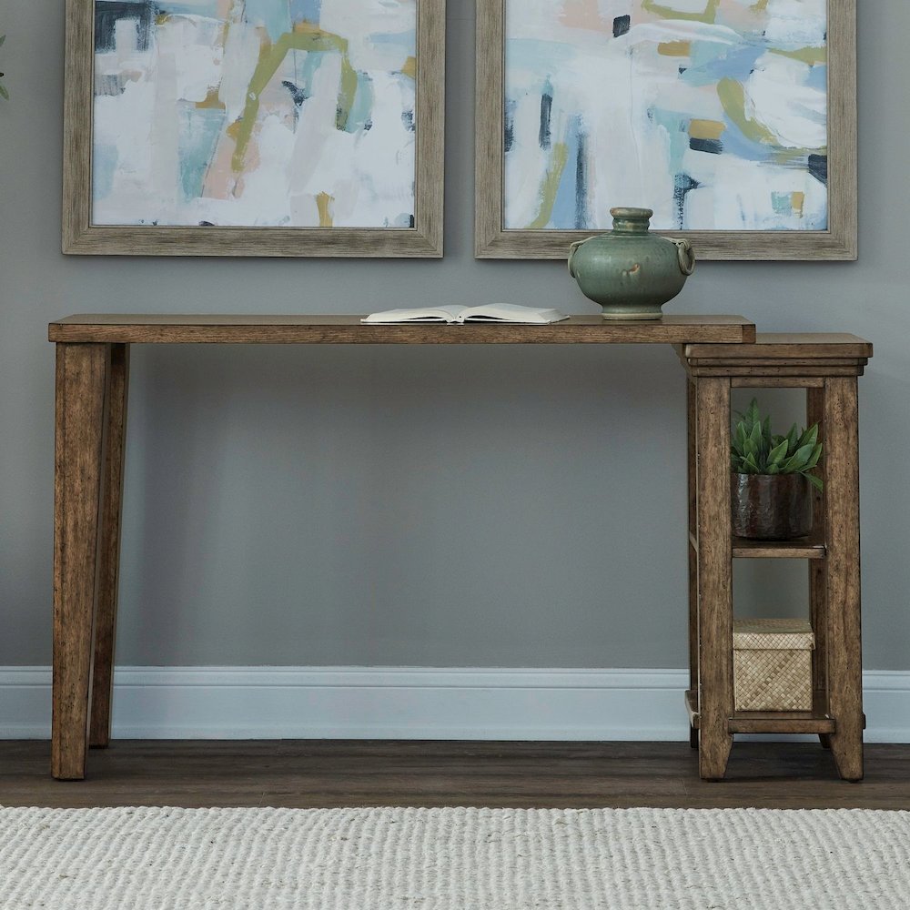Carolina Park Console Table for Living Room - Amber Brown Oak