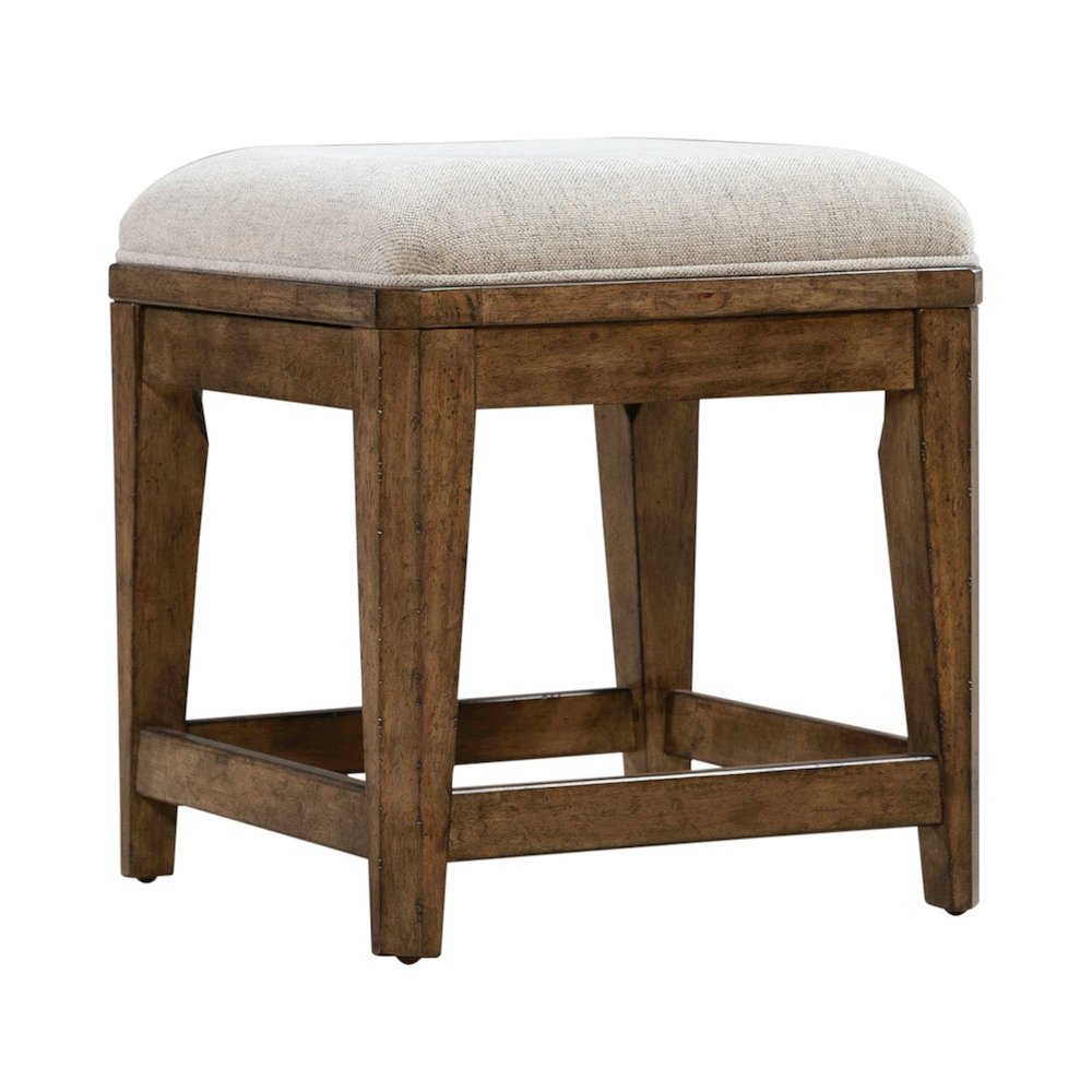 Carolina Park Upholstered Console Stool 19" Height - Amber Brown Oak Wood