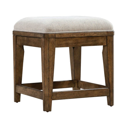 Carolina Park Upholstered Console Stool 19" Height - Amber Brown Oak Wood