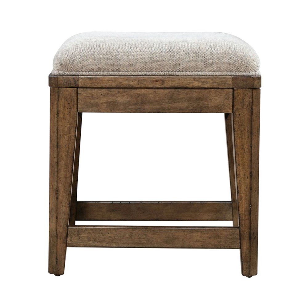 Carolina Park Upholstered Console Stool 19" Height - Amber Brown Oak Wood